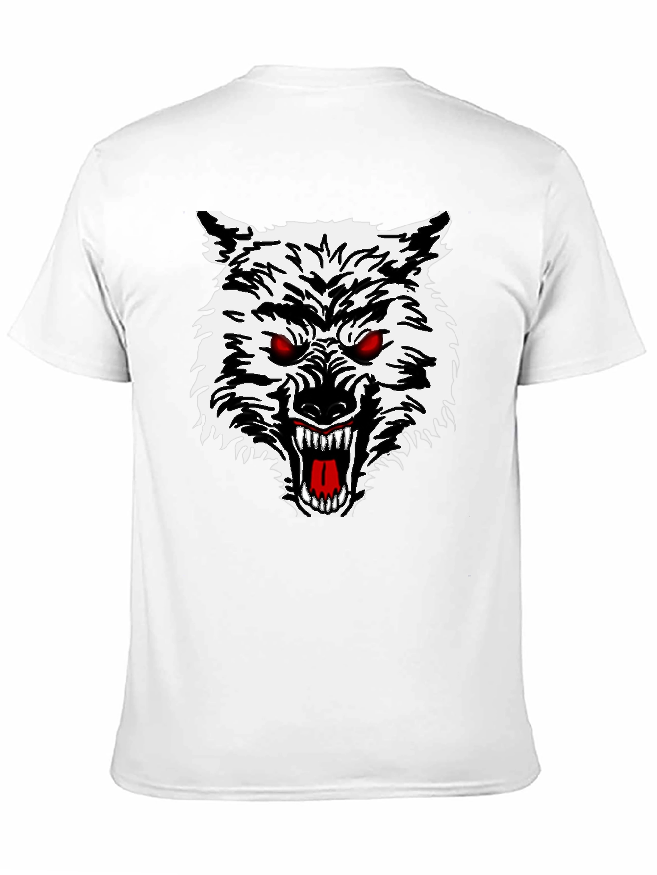 Mens Black T-Shirt with Wolf Graphic