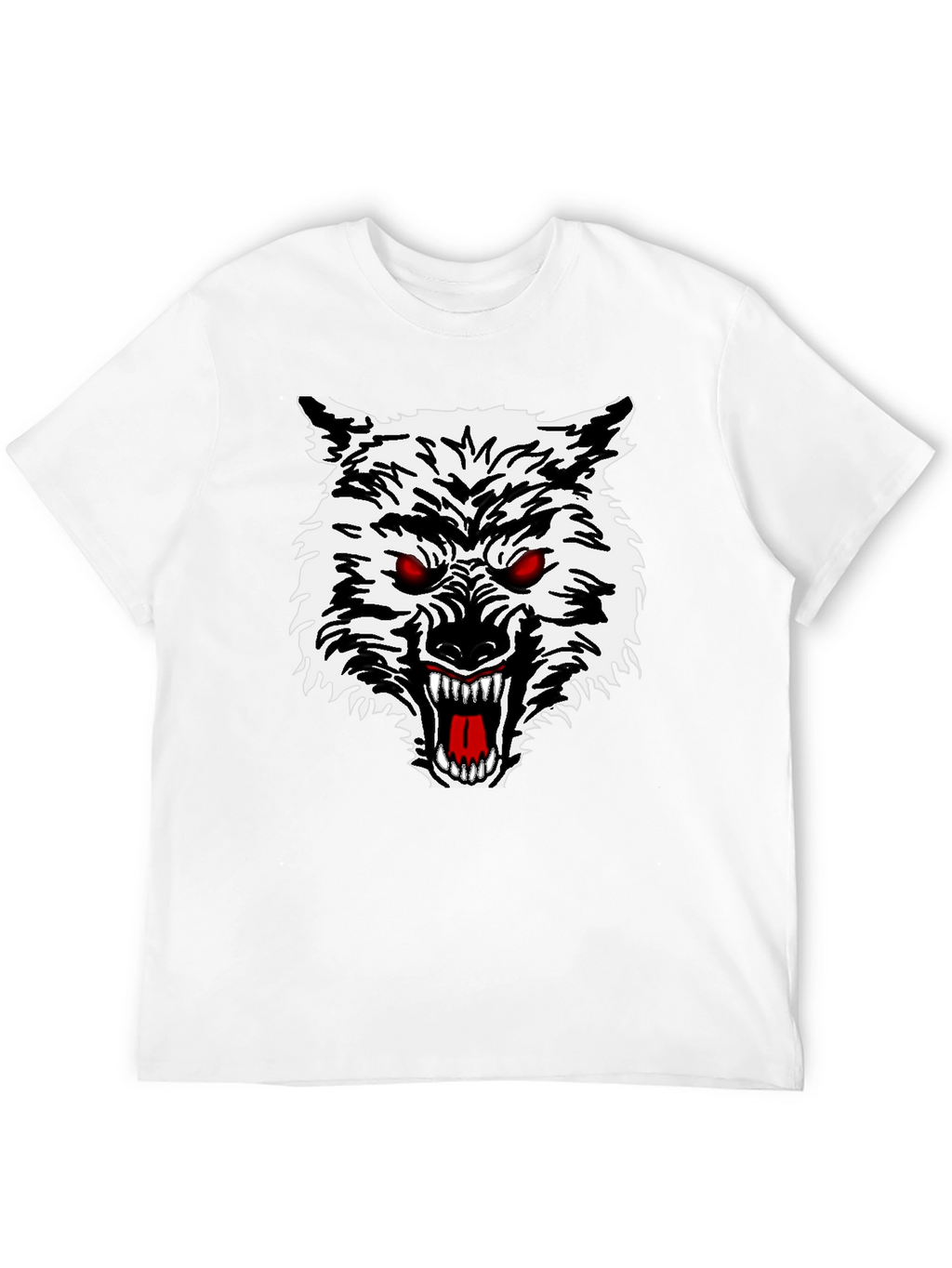 Mens Black T-Shirt with Wolf Graphic