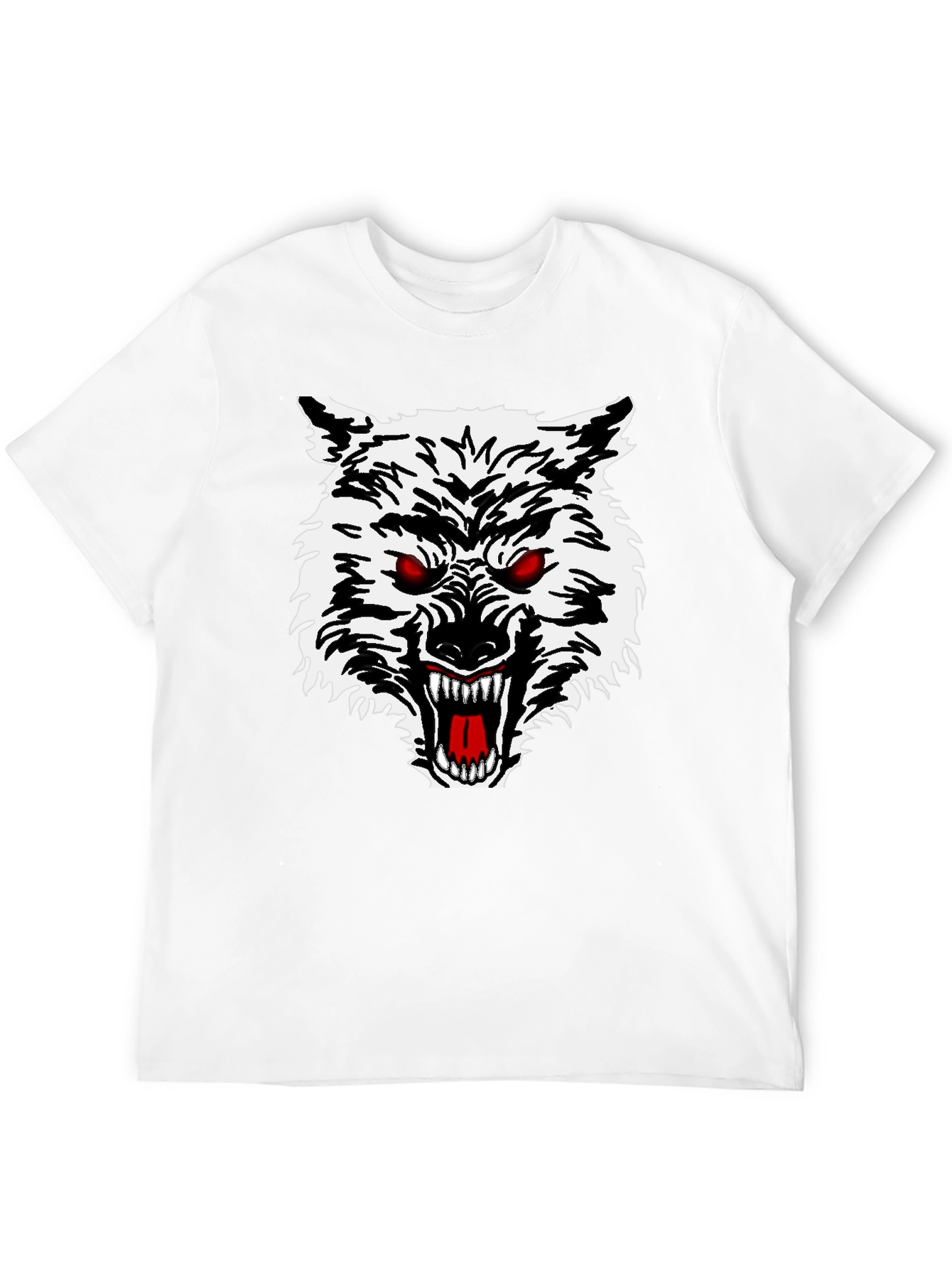 Mens Black T-Shirt with Wolf Graphic