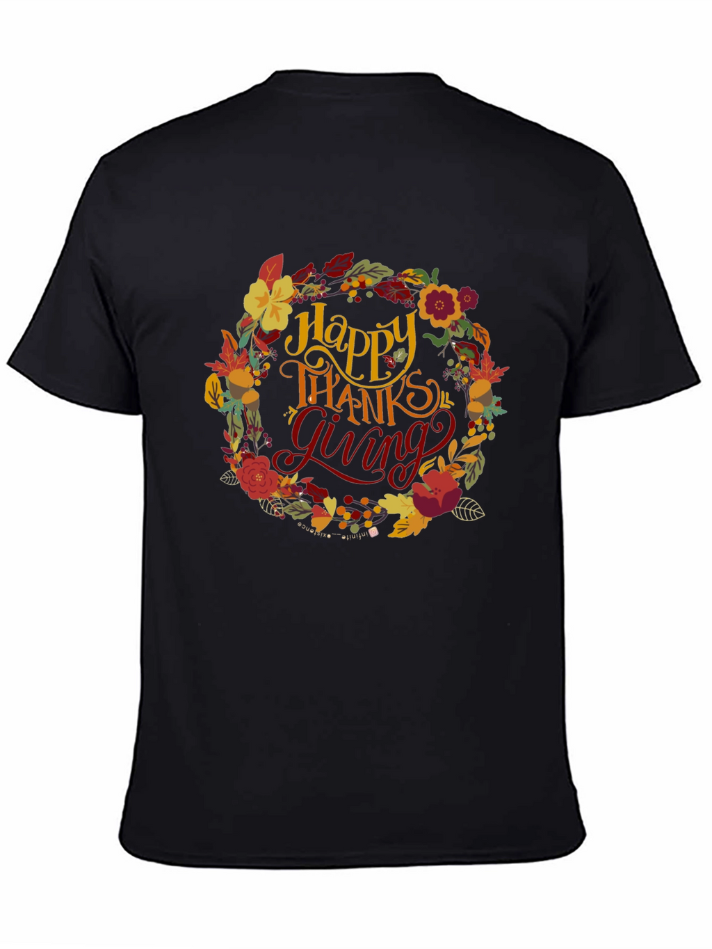 Happy Thanksgiving Floral Wreath T-Shirt