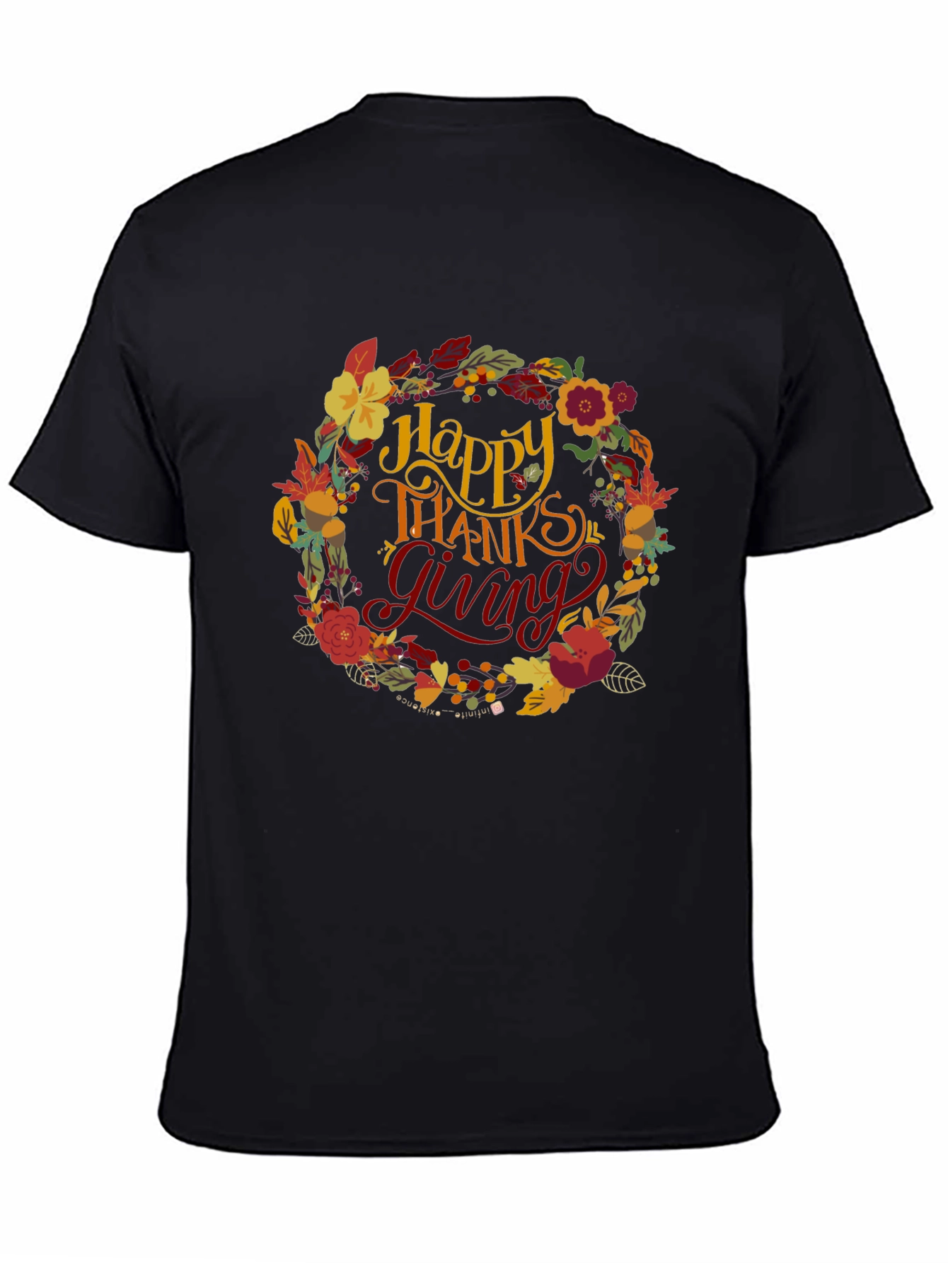 Happy Thanksgiving Floral Wreath T-Shirt