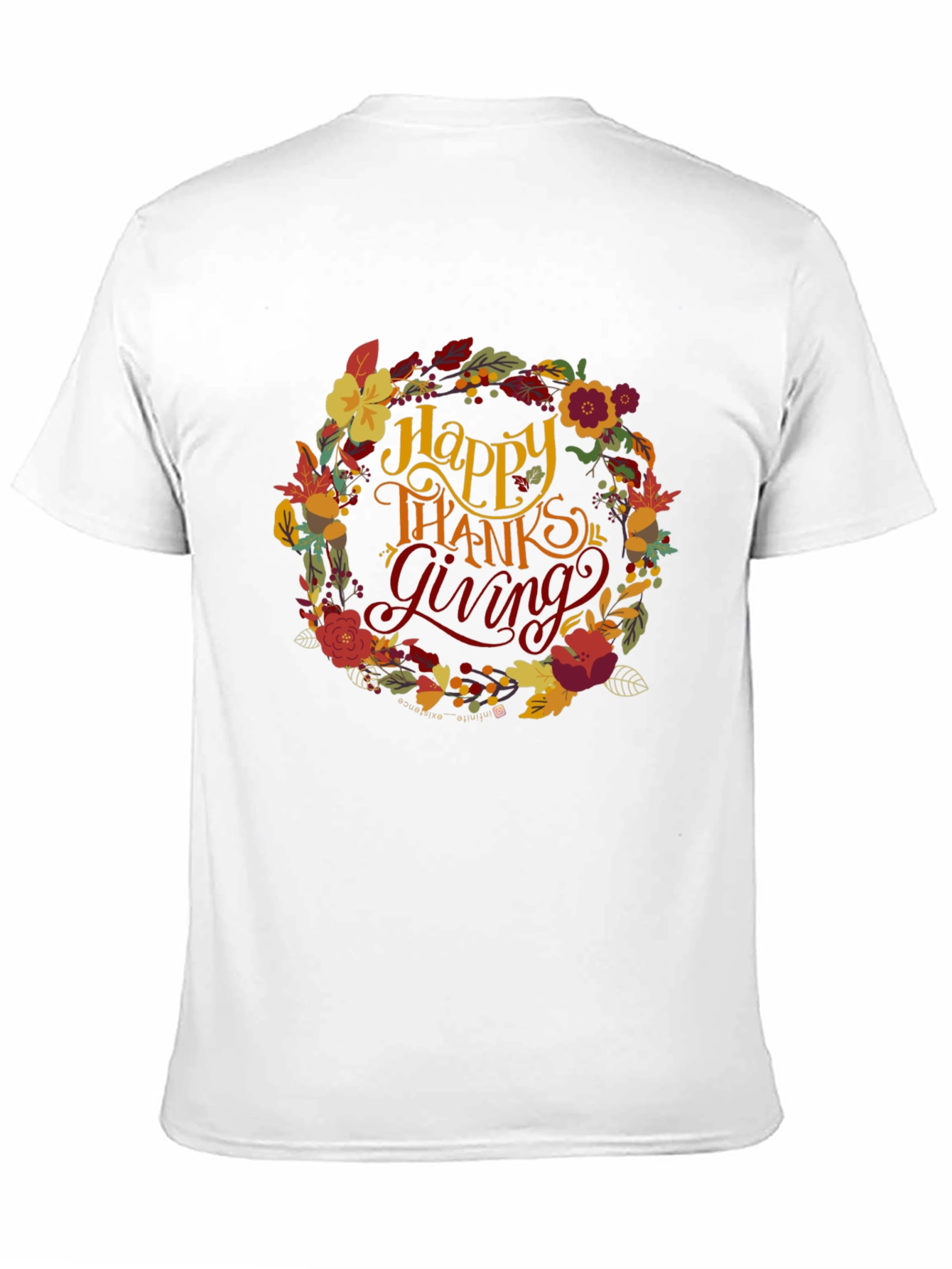 Happy Thanksgiving Floral Wreath T-Shirt