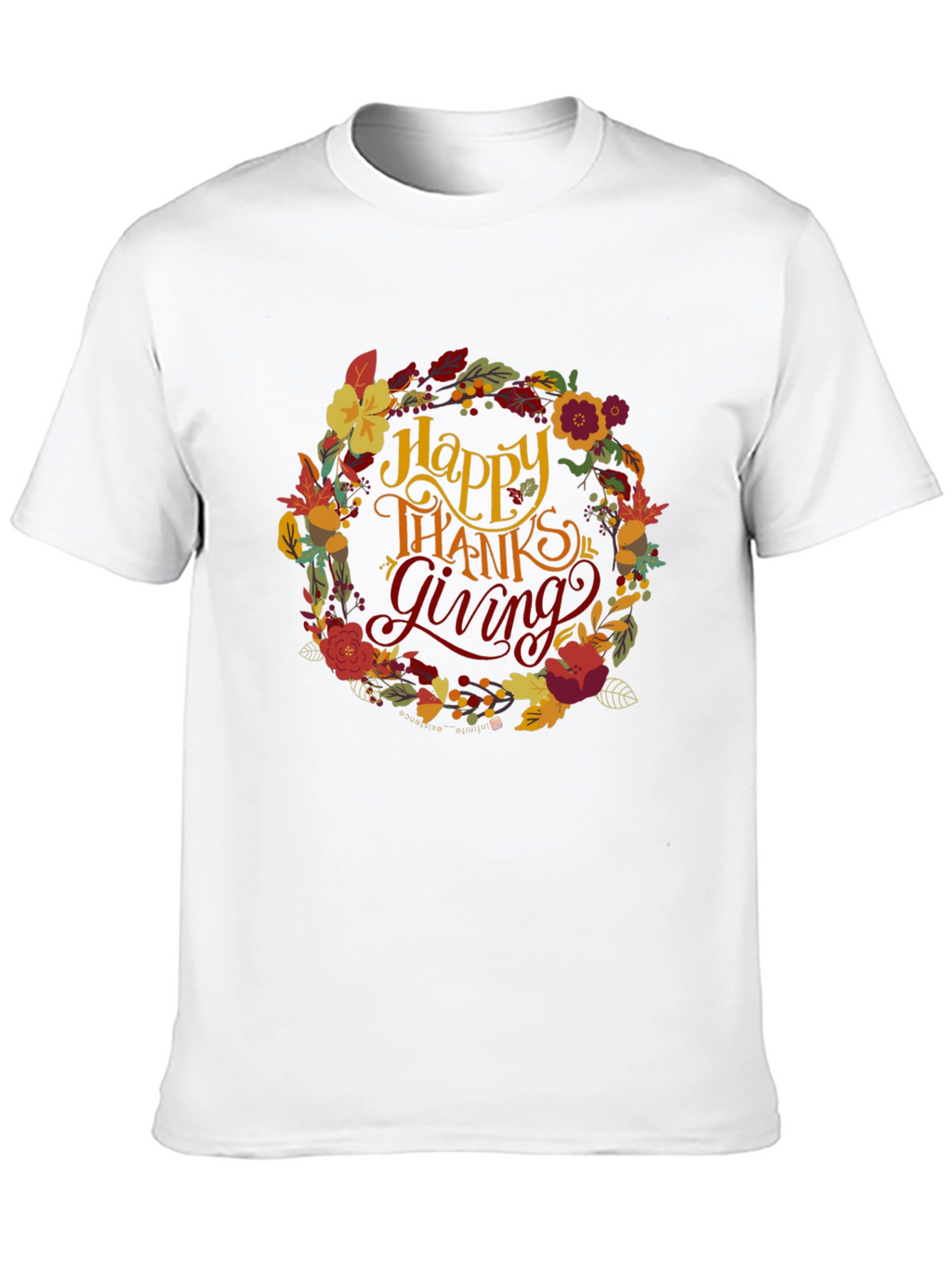 Happy Thanksgiving Floral Wreath T-Shirt