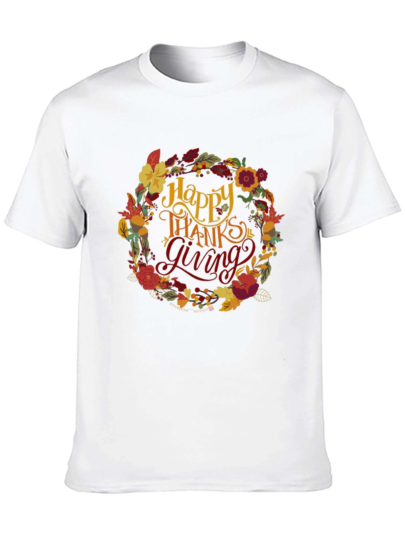 Happy Thanksgiving Floral Wreath T-Shirt