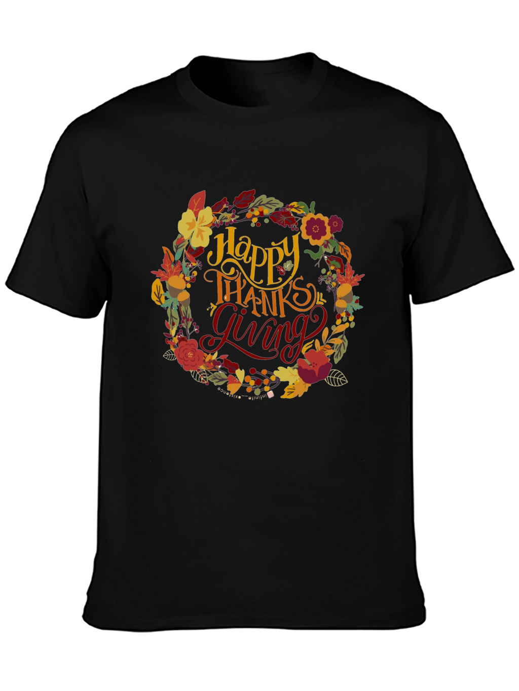 Happy Thanksgiving Floral Wreath T-Shirt