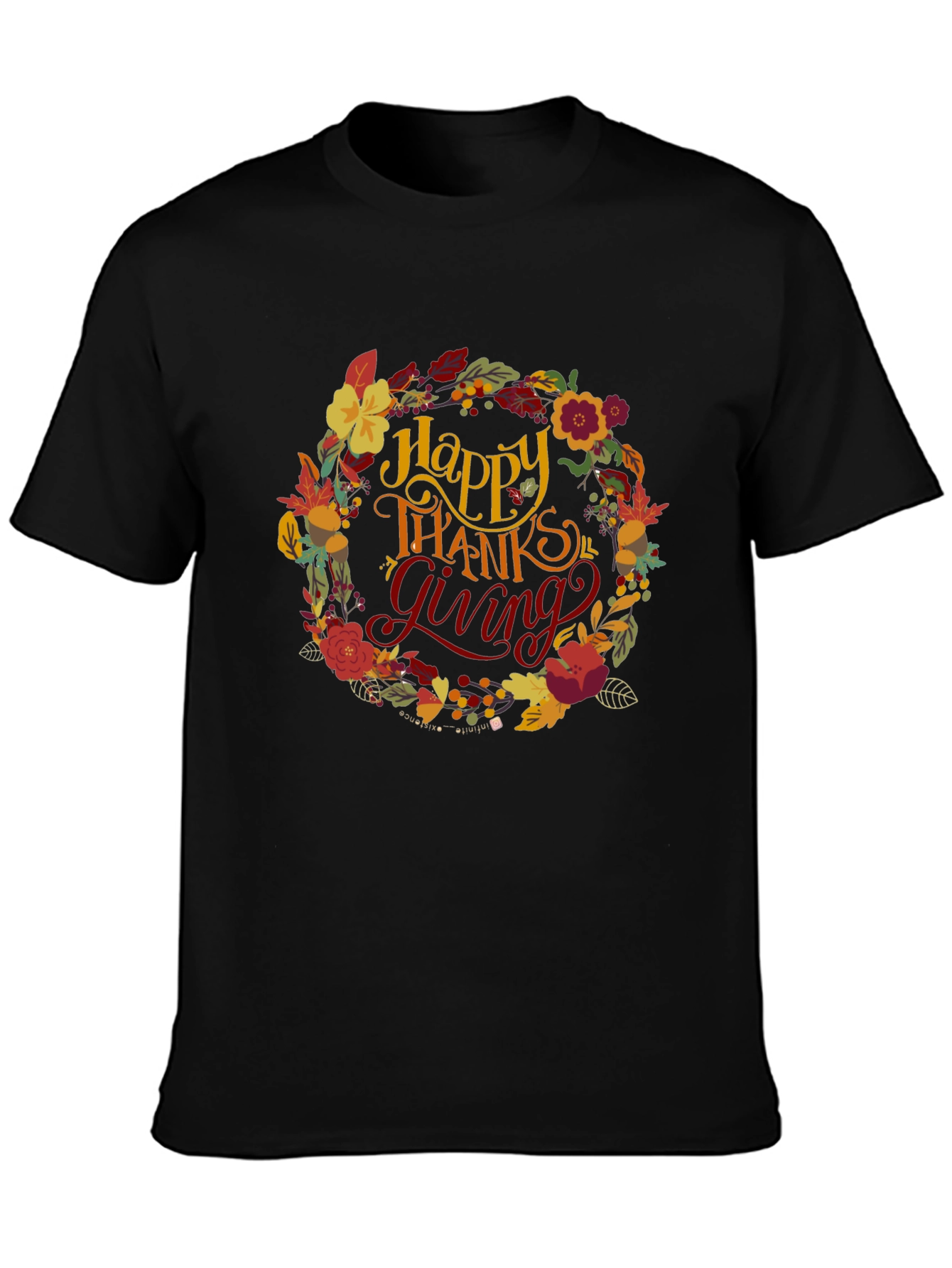 Happy Thanksgiving Floral Wreath T-Shirt