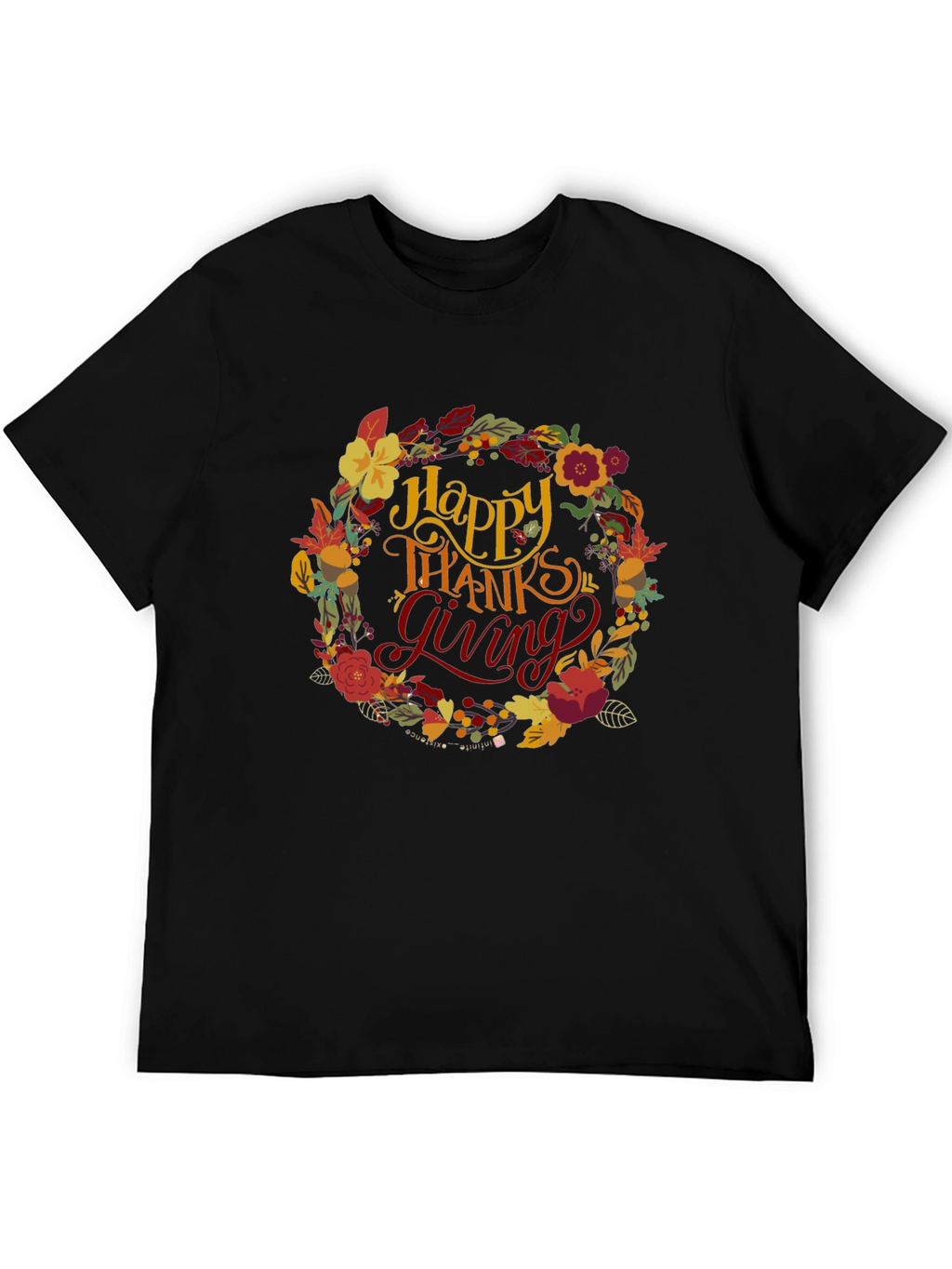 Happy Thanksgiving Floral Wreath T-Shirt