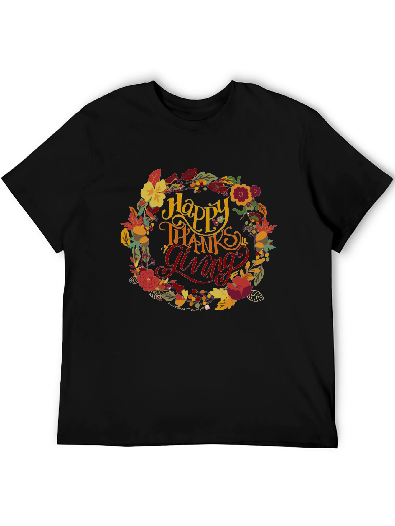 Happy Thanksgiving Floral Wreath T-Shirt