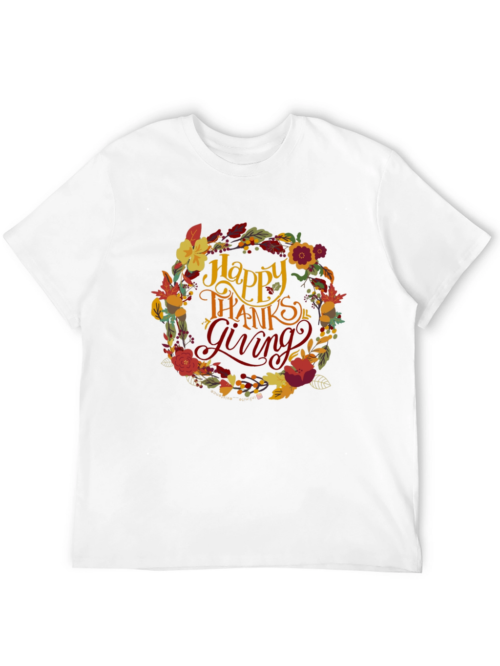 Happy Thanksgiving Floral Wreath T-Shirt