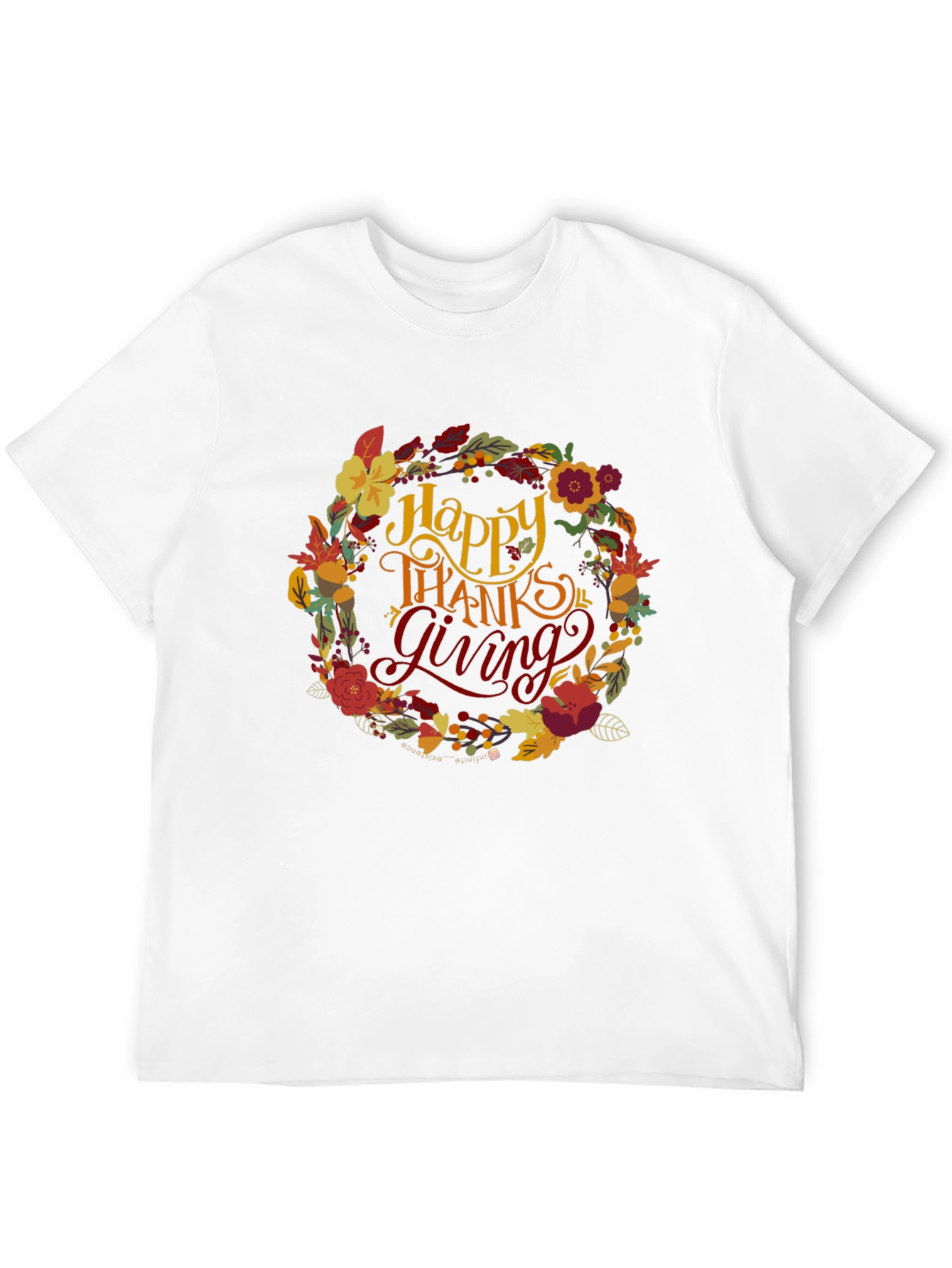 Happy Thanksgiving Floral Wreath T-Shirt