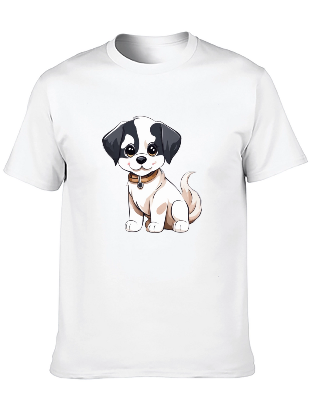 Cute Cartoon Dog Graphic Black T-Shirt