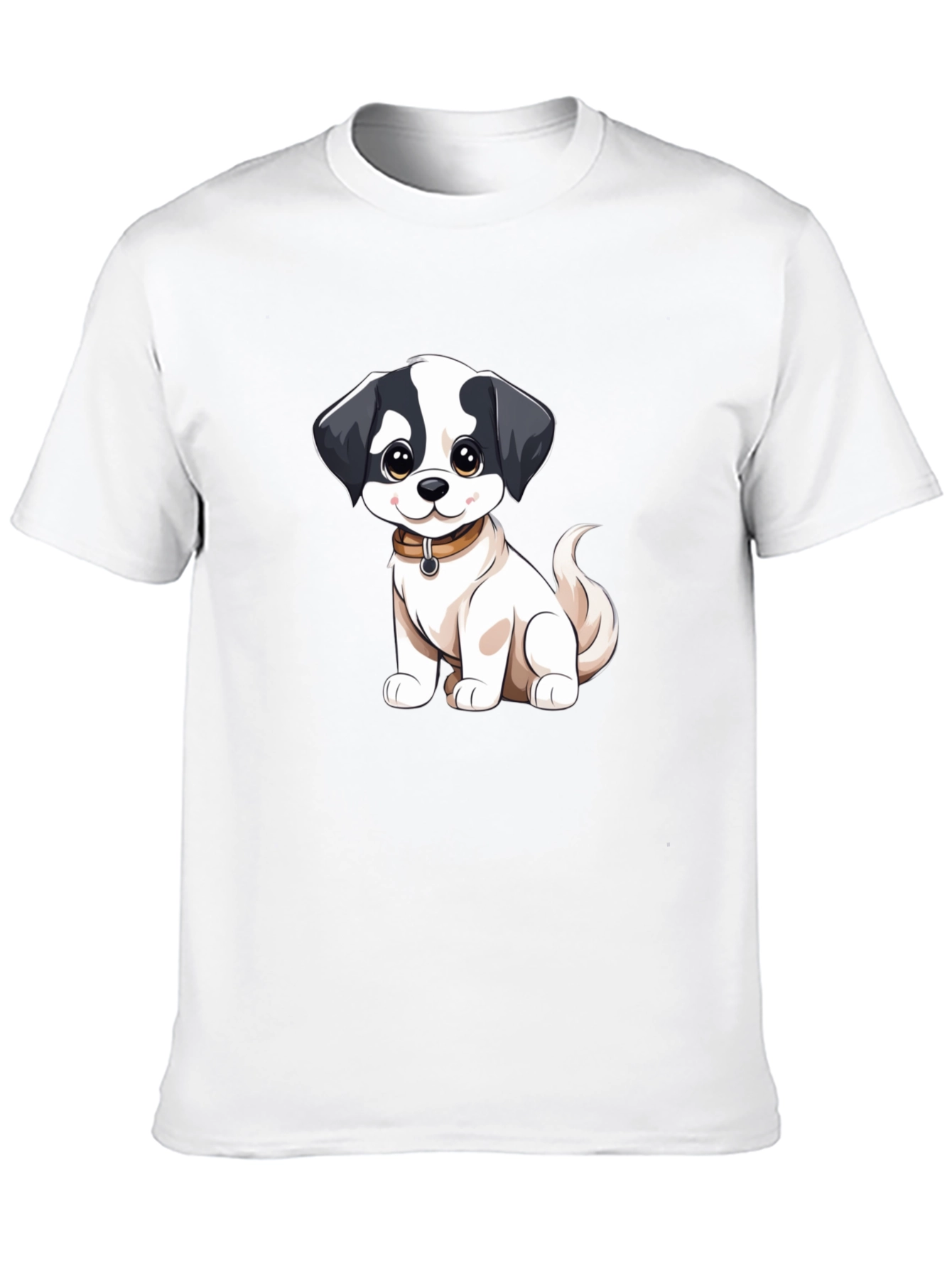 Cute Cartoon Dog Graphic Black T-Shirt