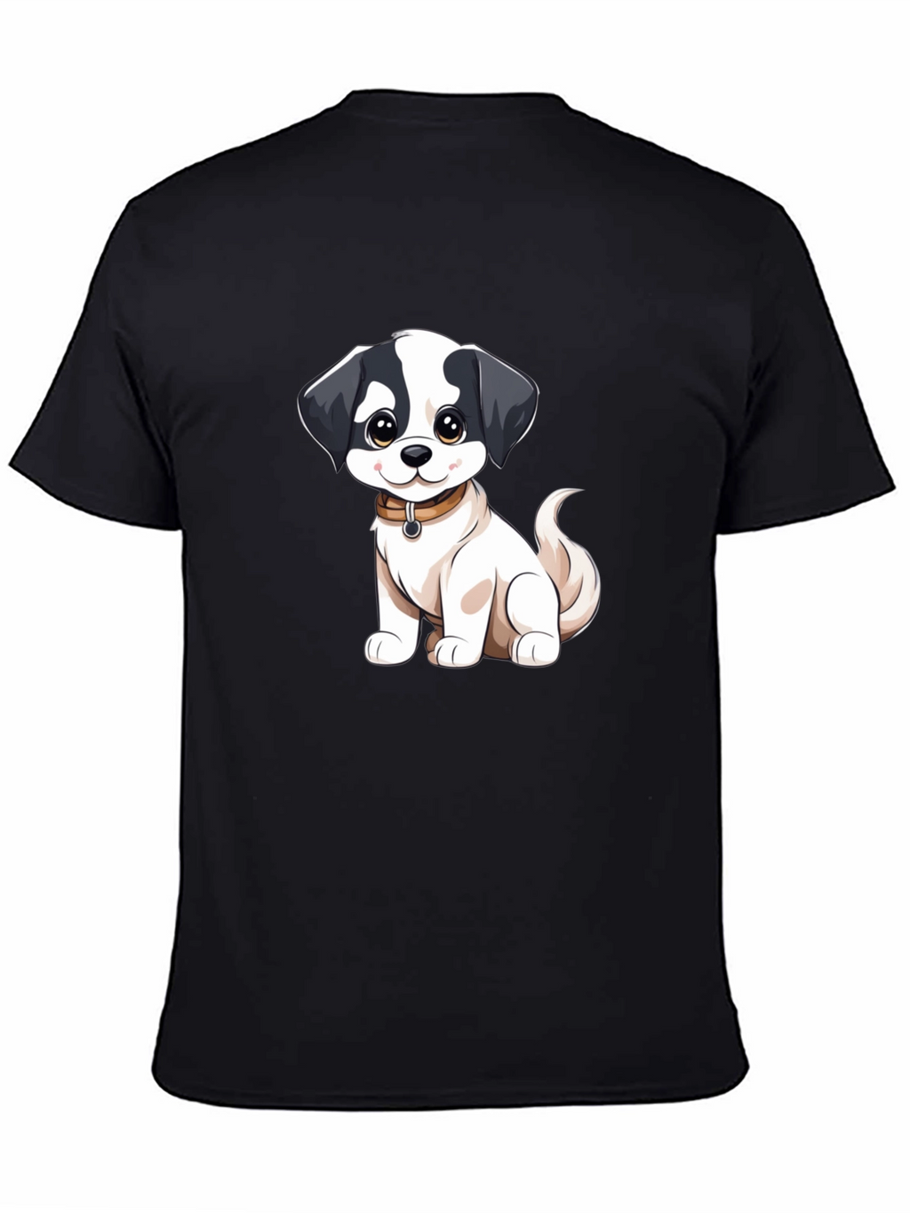 Cute Cartoon Dog Graphic Black T-Shirt