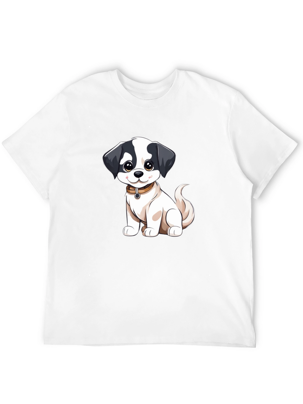 Cute Cartoon Dog Graphic Black T-Shirt