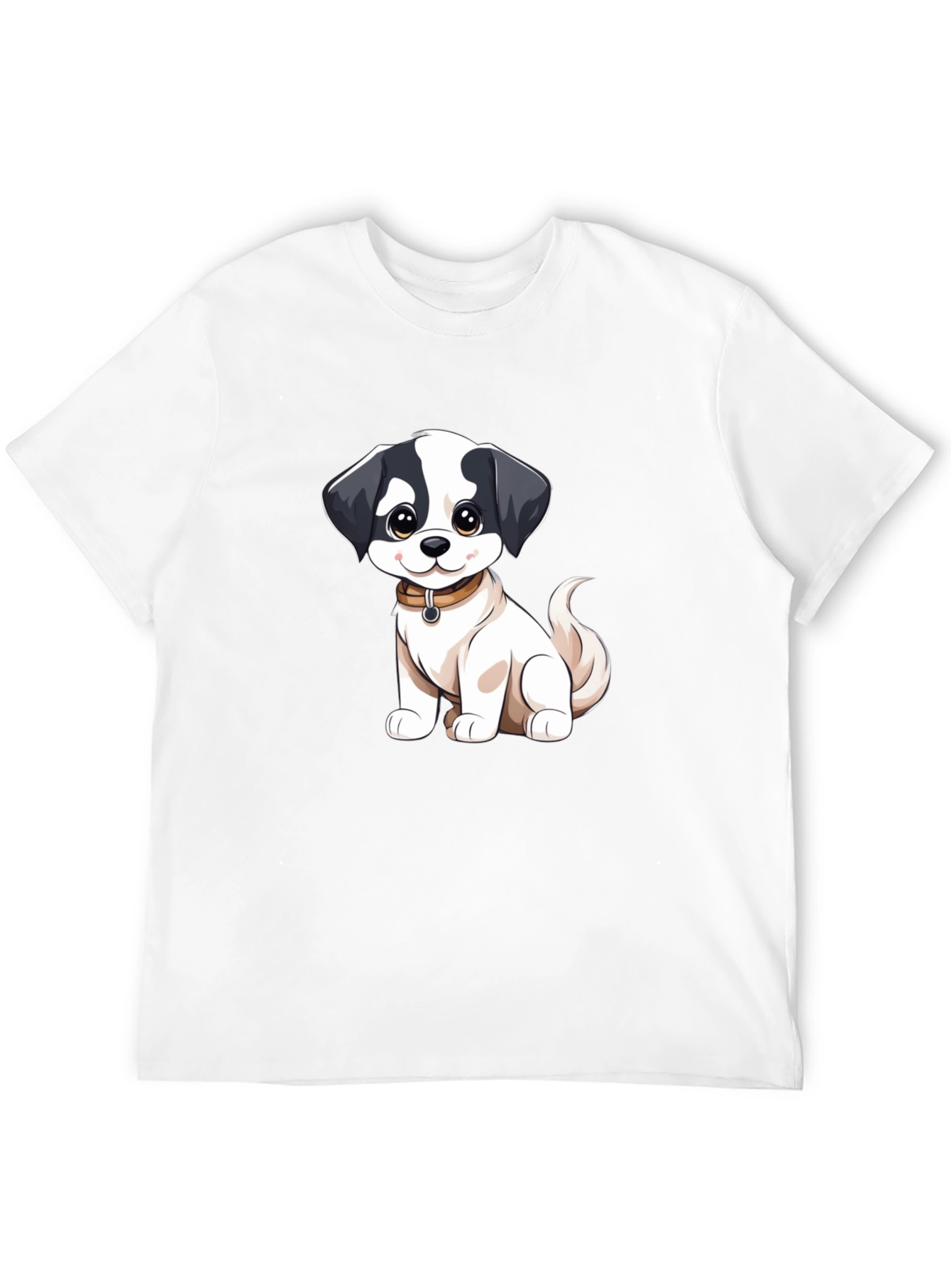 Cute Cartoon Dog Graphic Black T-Shirt