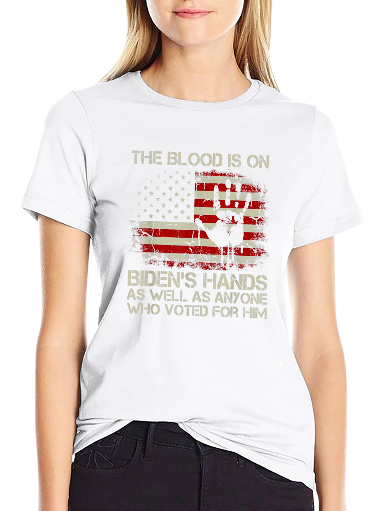 Political T-Shirt: The Blood Is On Bidens Hands