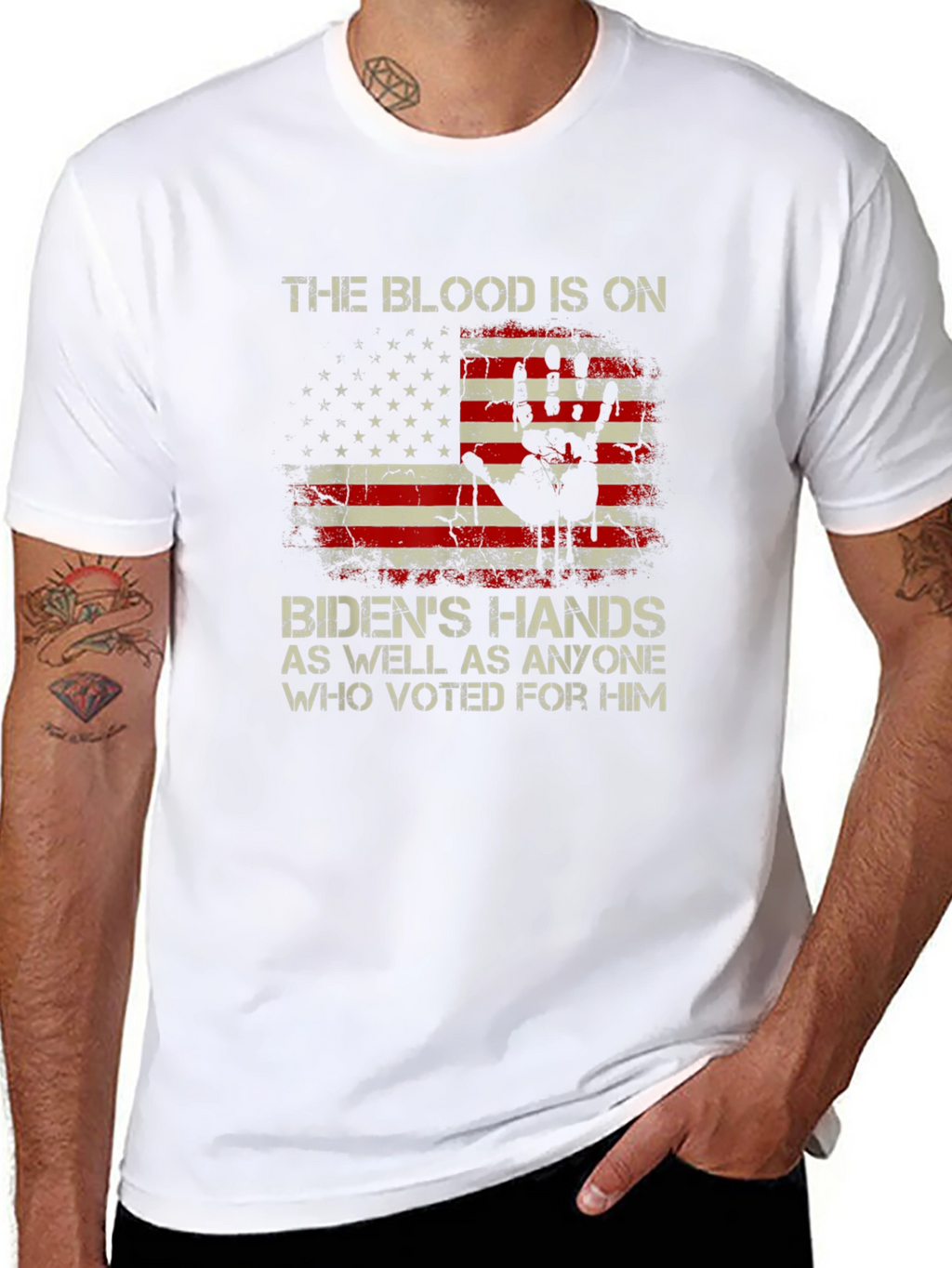Political T-Shirt: The Blood Is On Bidens Hands