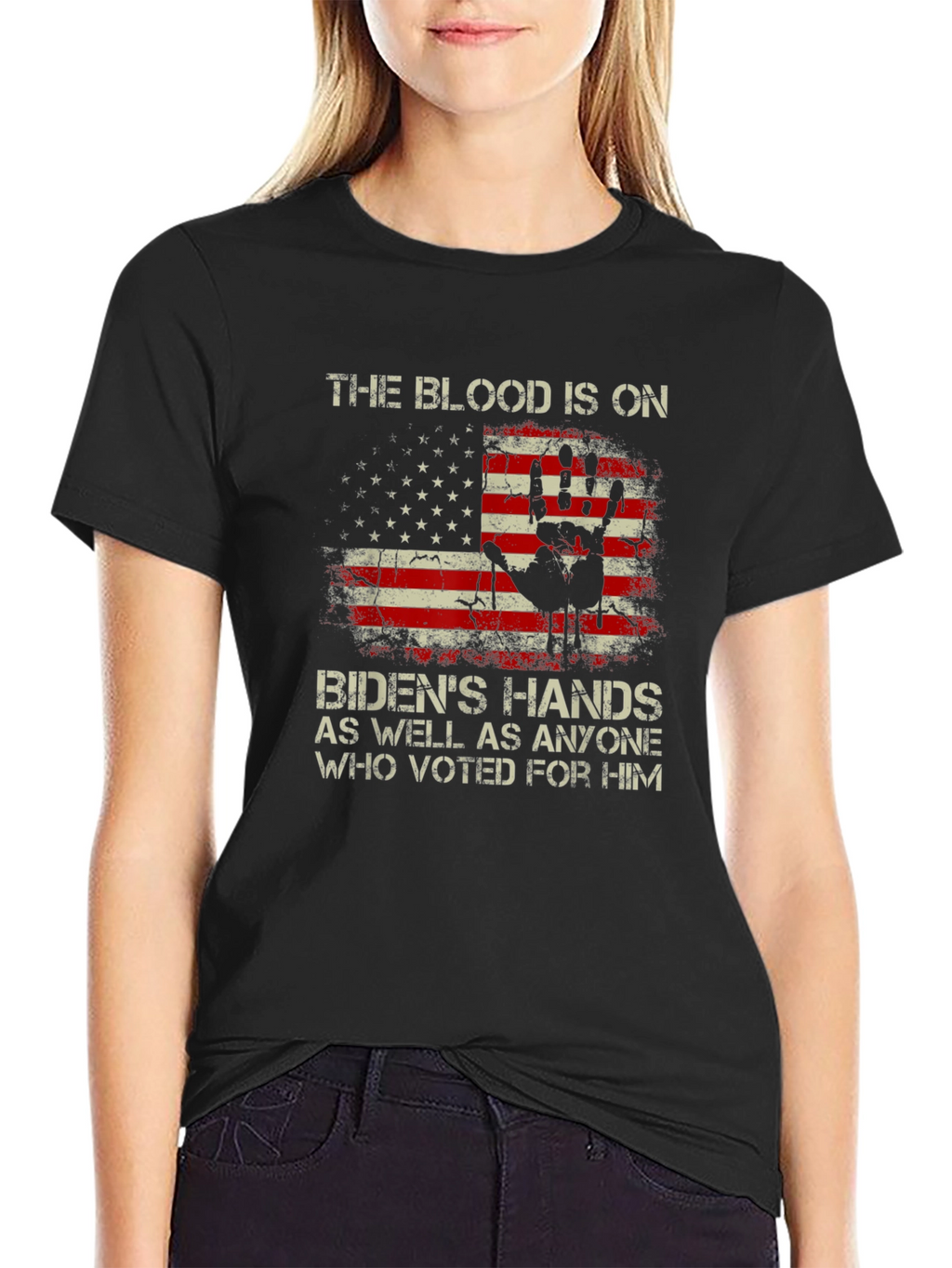 Political T-Shirt: The Blood Is On Bidens Hands