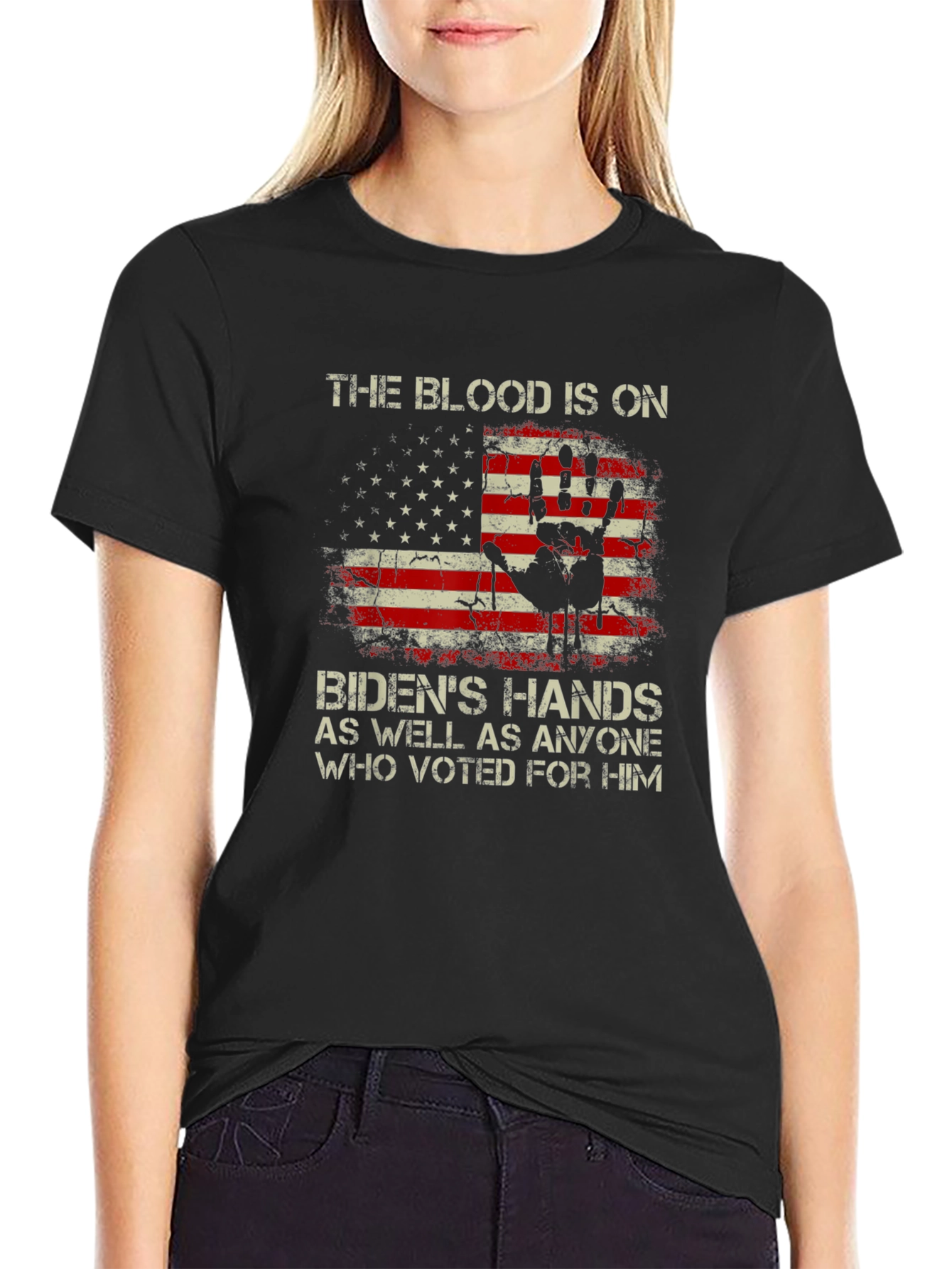 Political T-Shirt: The Blood Is On Bidens Hands
