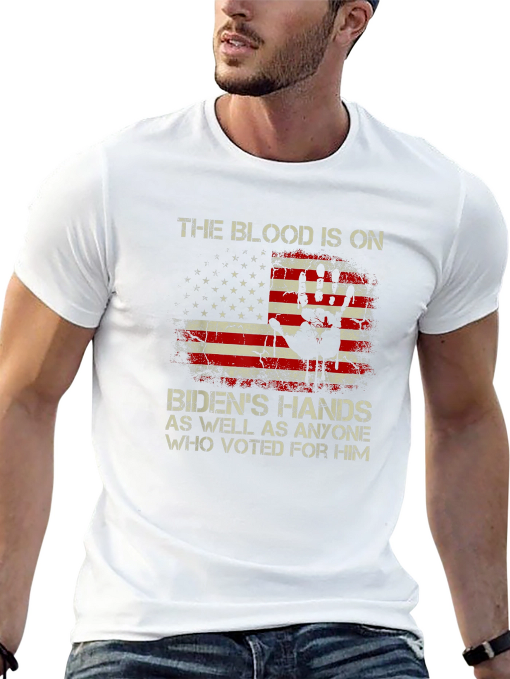 Political T-Shirt: The Blood Is On Bidens Hands