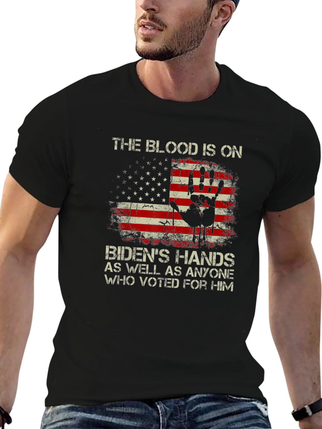 Political T-Shirt: The Blood Is On Bidens Hands