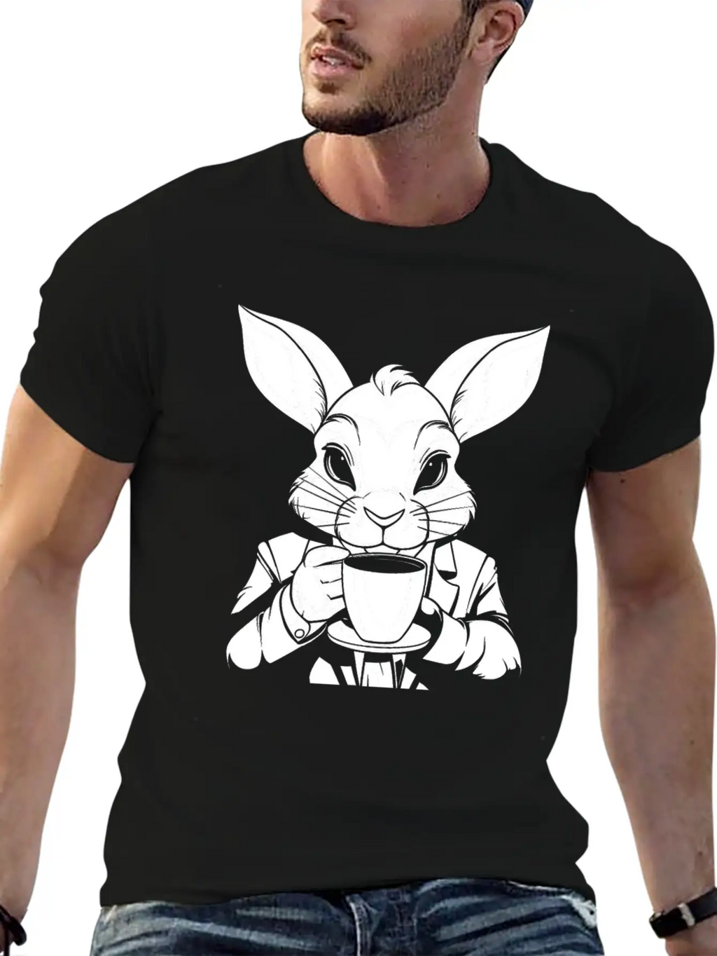 Rabbit Coffee Stylish Everyday T-Shirt – Unisex Basic Cotton Tee