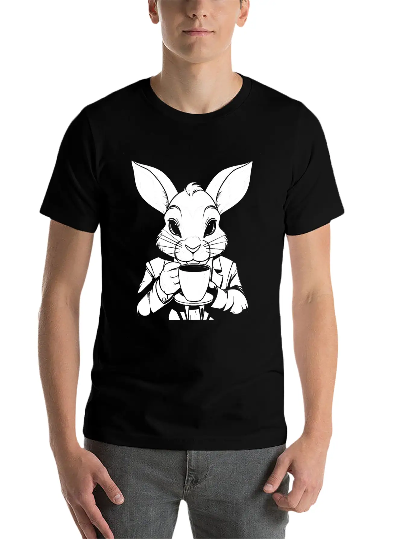 Rabbit Coffee Stylish Everyday T-Shirt – Unisex Basic Cotton Tee