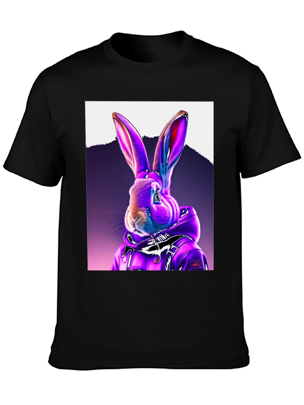 Rabbit Cyberpunk Purple Breathable Soft Cotton T-Shirt – Timeless Casual Look