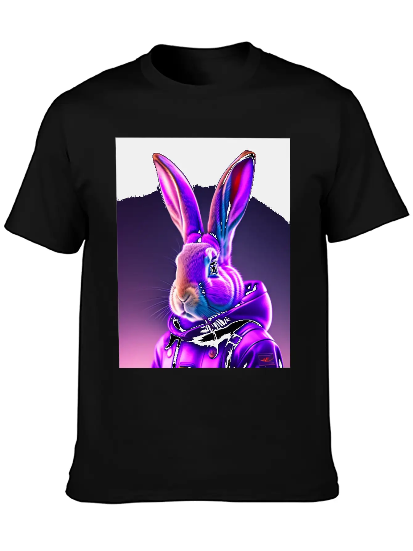 Rabbit Cyberpunk Purple Breathable Soft Cotton T-Shirt – Timeless Casual Look