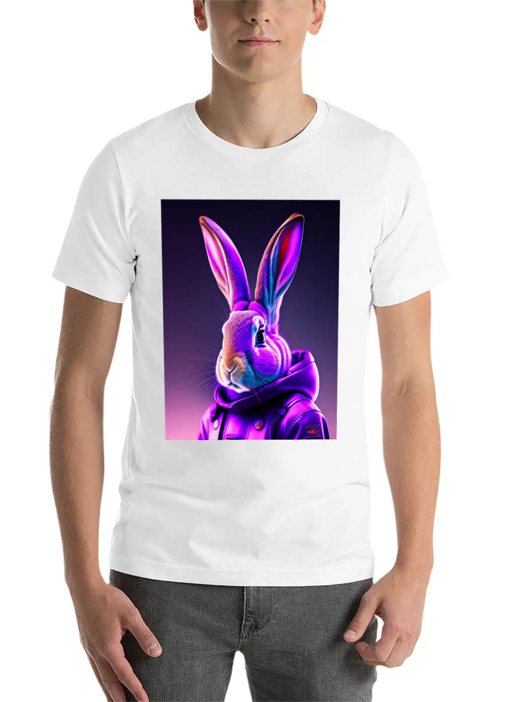 Rabbit Cyberpunk Purple Breathable Soft Cotton T-Shirt – Timeless Casual Look