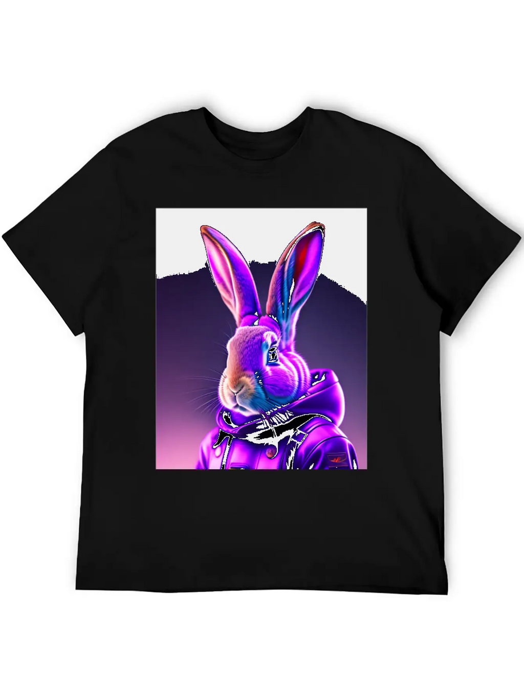 Rabbit Cyberpunk Purple Breathable Soft Cotton T-Shirt – Timeless Casual Look