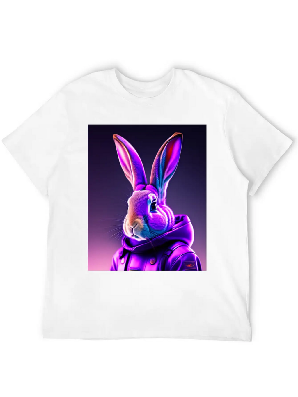 Rabbit Cyberpunk Purple Breathable Soft Cotton T-Shirt – Timeless Casual Look