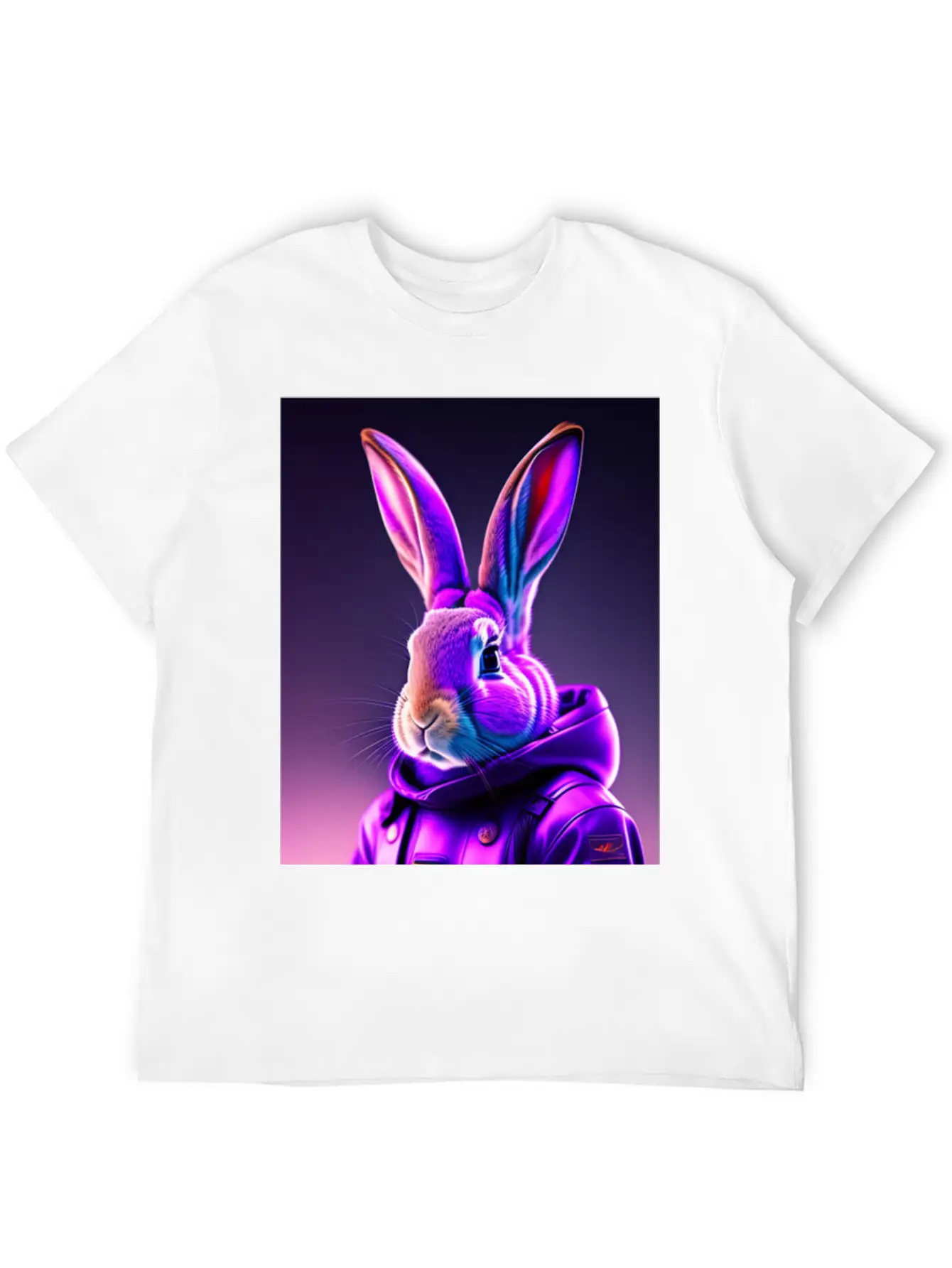 Rabbit Cyberpunk Purple Breathable Soft Cotton T-Shirt – Timeless Casual Look
