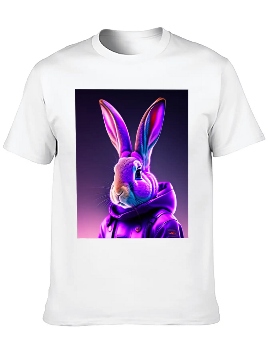 Rabbit Cyberpunk Purple Breathable Soft Cotton T-Shirt – Timeless Casual Look