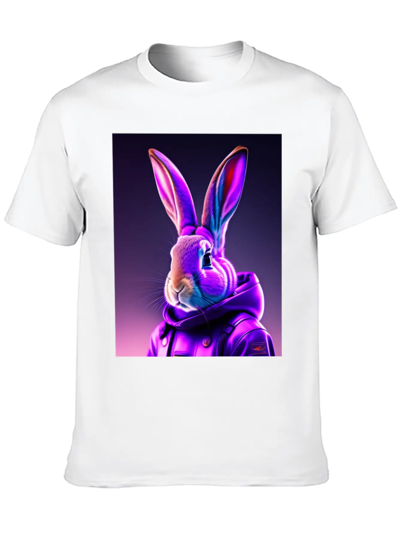 Rabbit Cyberpunk Purple Breathable Soft Cotton T-Shirt – Timeless Casual Look
