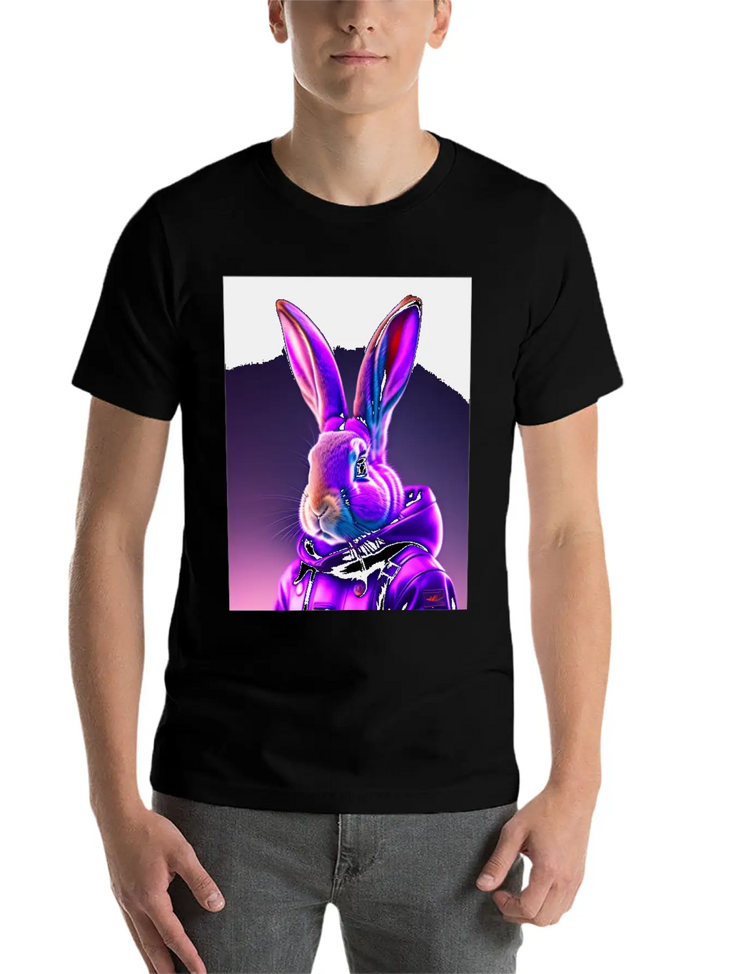 Rabbit Cyberpunk Purple Breathable Soft Cotton T-Shirt – Timeless Casual Look