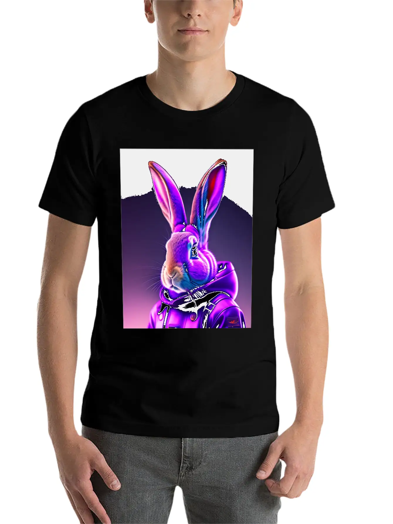 Rabbit Cyberpunk Purple Breathable Soft Cotton T-Shirt – Timeless Casual Look