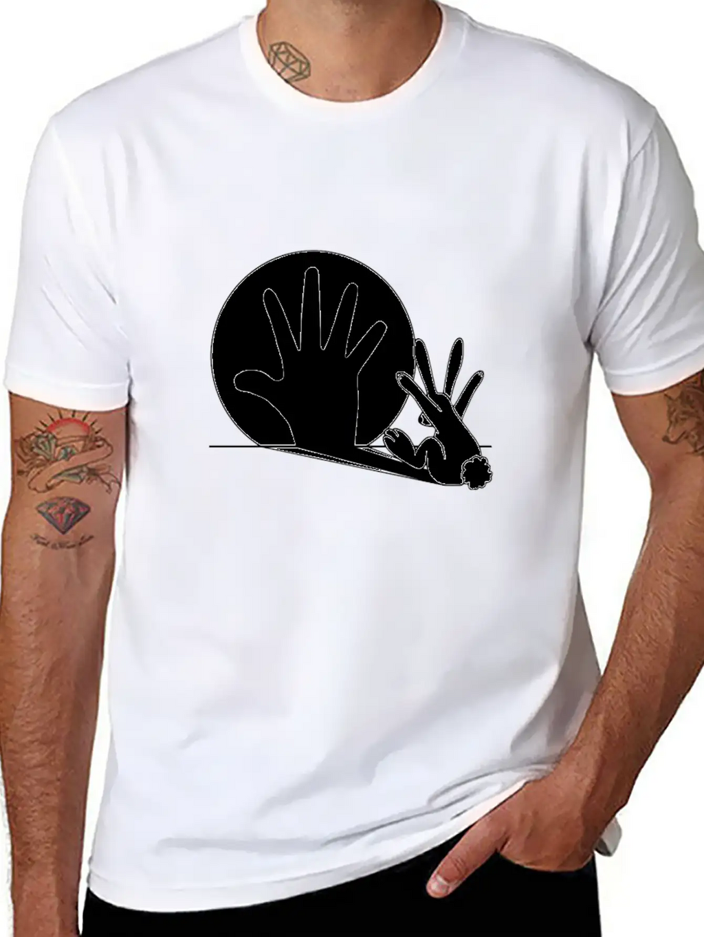 Rabbit Hand Shadow Classic Fit Graphic Tee For Daily Comfort – Unisex Cotton Shirt