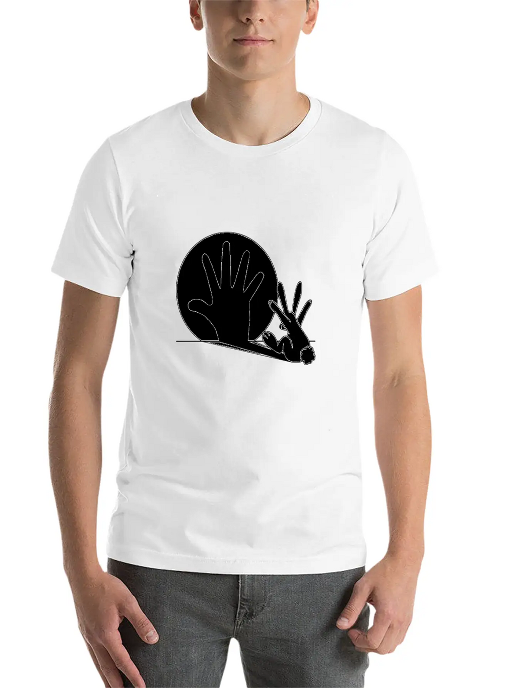 Rabbit Hand Shadow Classic Fit Graphic Tee For Daily Comfort – Unisex Cotton Shirt