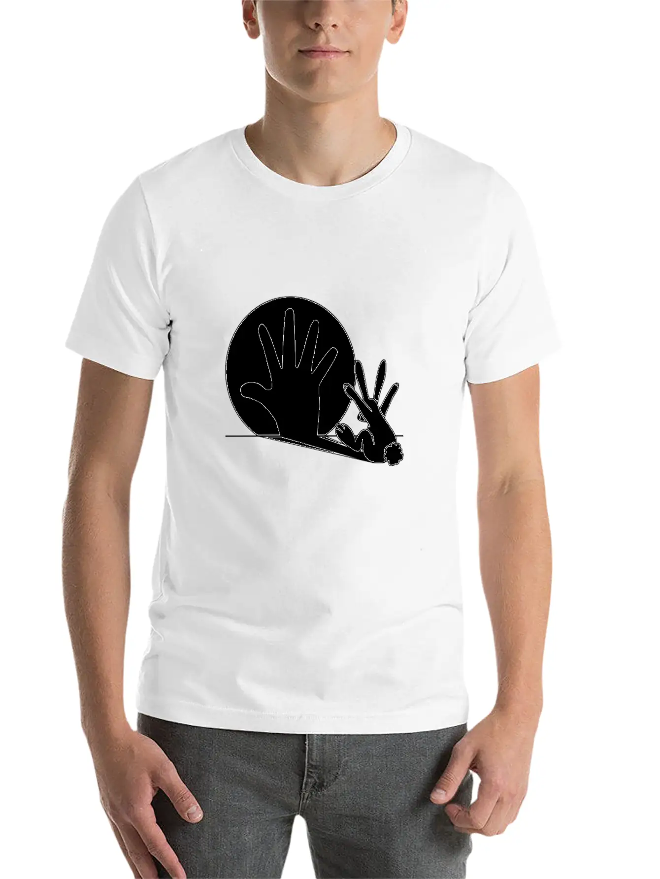 Rabbit Hand Shadow Classic Fit Graphic Tee For Daily Comfort – Unisex Cotton Shirt