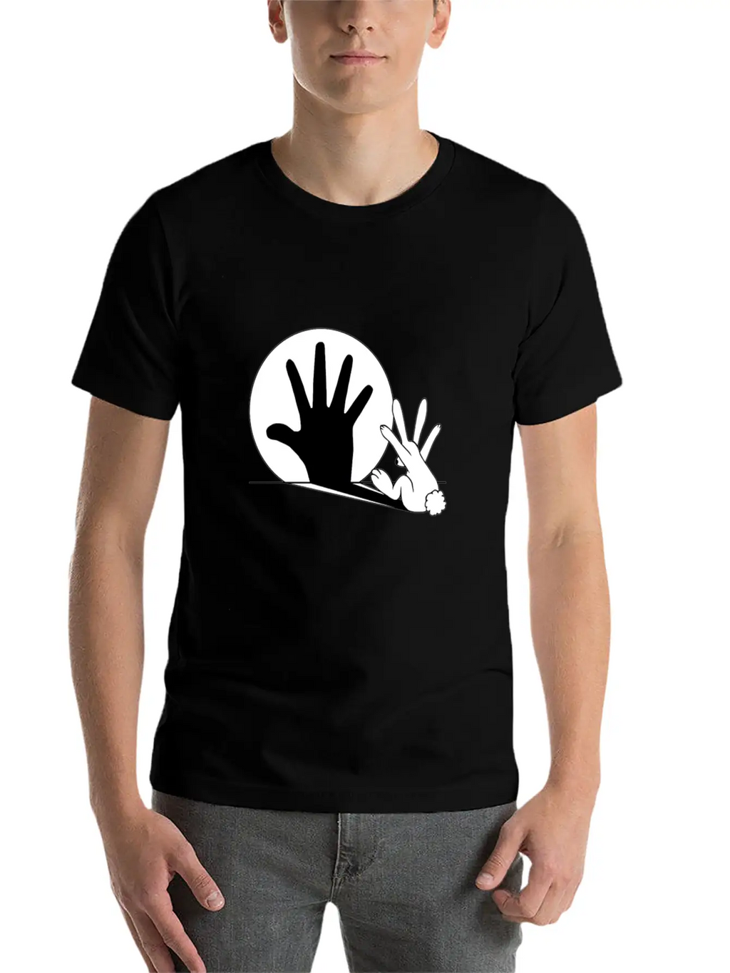 Rabbit Hand Shadow Classic Fit Graphic Tee For Daily Comfort – Unisex Cotton Shirt