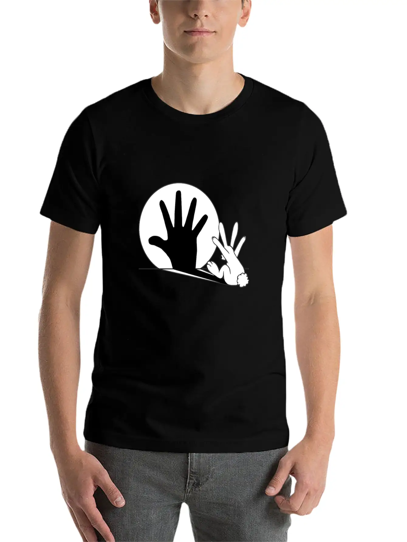 Rabbit Hand Shadow Classic Fit Graphic Tee For Daily Comfort – Unisex Cotton Shirt
