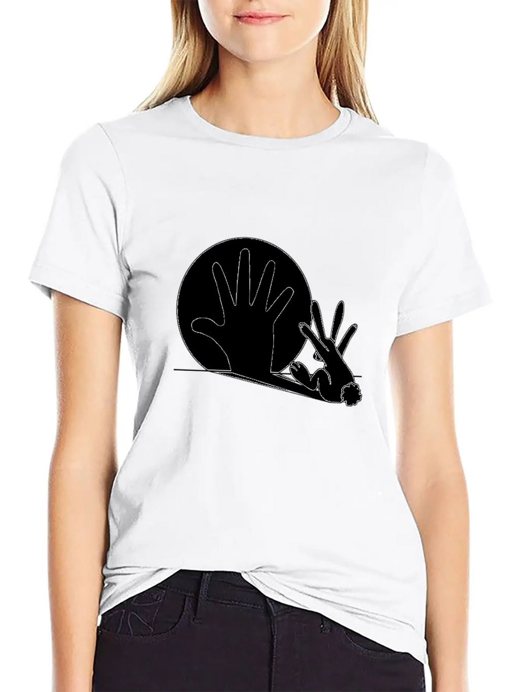 Rabbit Hand Shadow Classic Fit Graphic Tee For Daily Comfort – Unisex Cotton Shirt