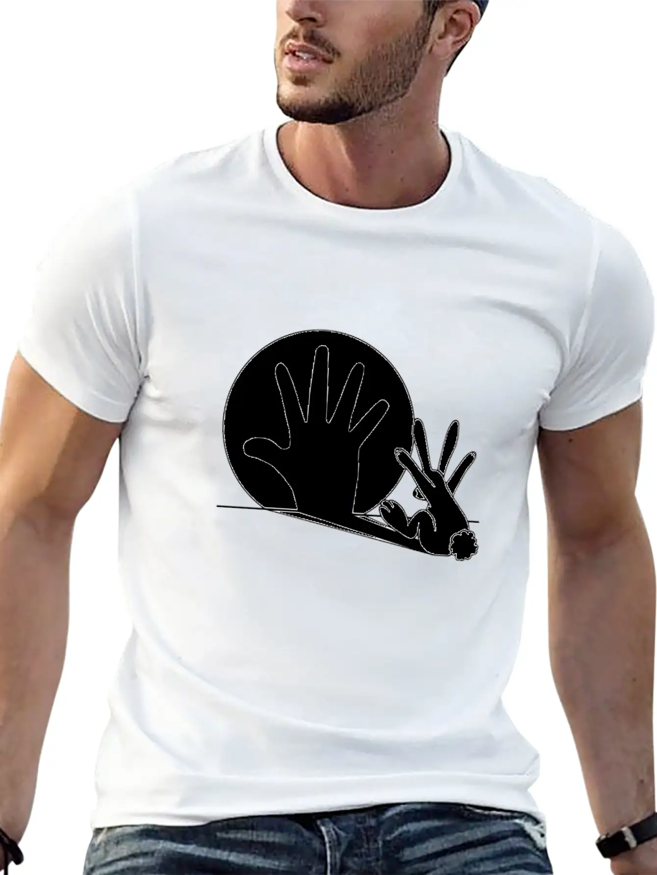 Rabbit Hand Shadow Classic Fit Graphic Tee For Daily Comfort – Unisex Cotton Shirt
