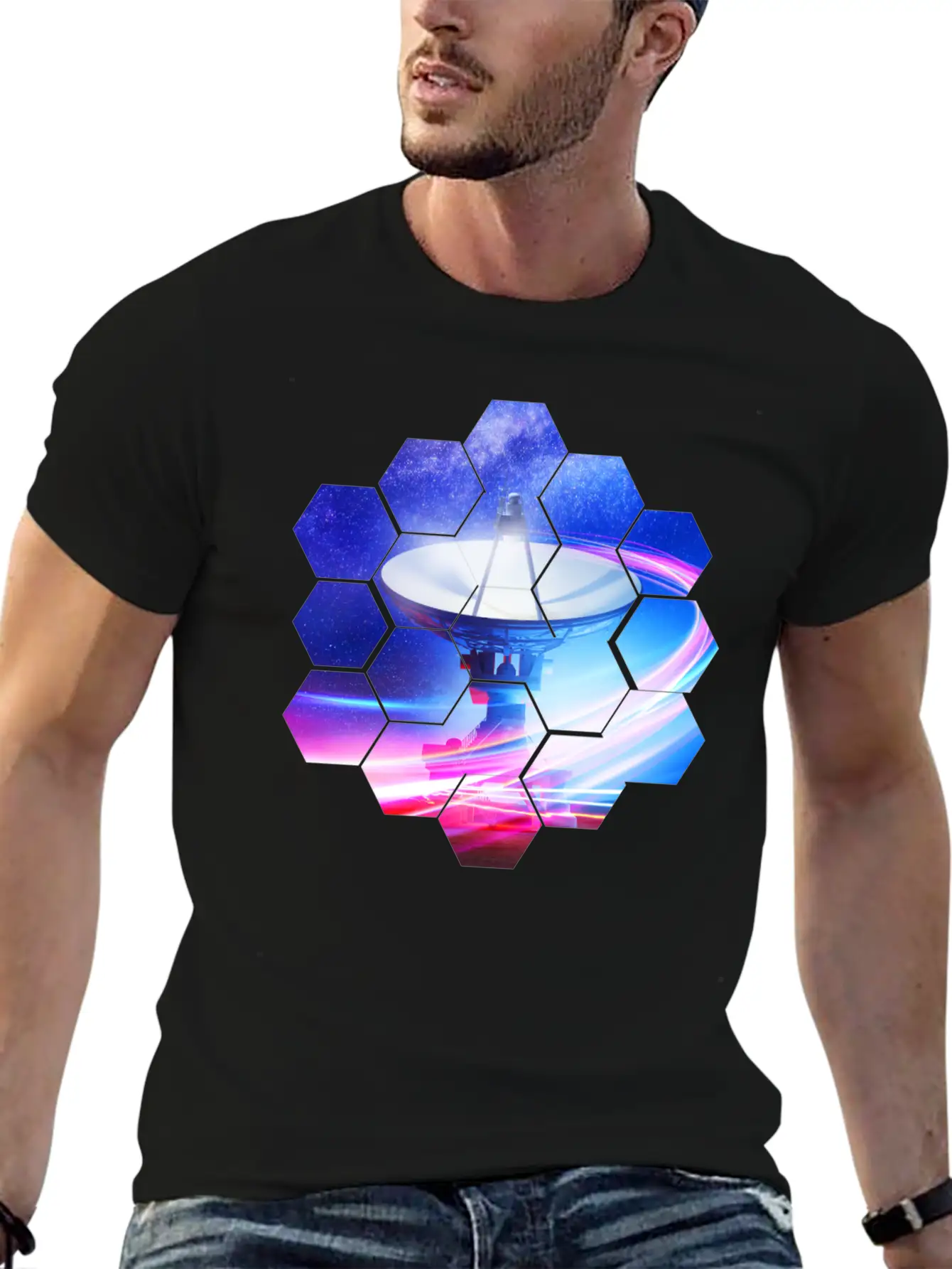Radio Telescope: Neon Light Stylish Everyday T-Shirt – Unisex Basic Cotton Tee