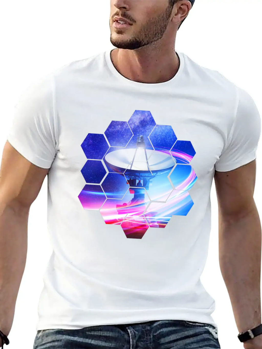 Radio Telescope: Neon Light Stylish Everyday T-Shirt – Unisex Basic Cotton Tee