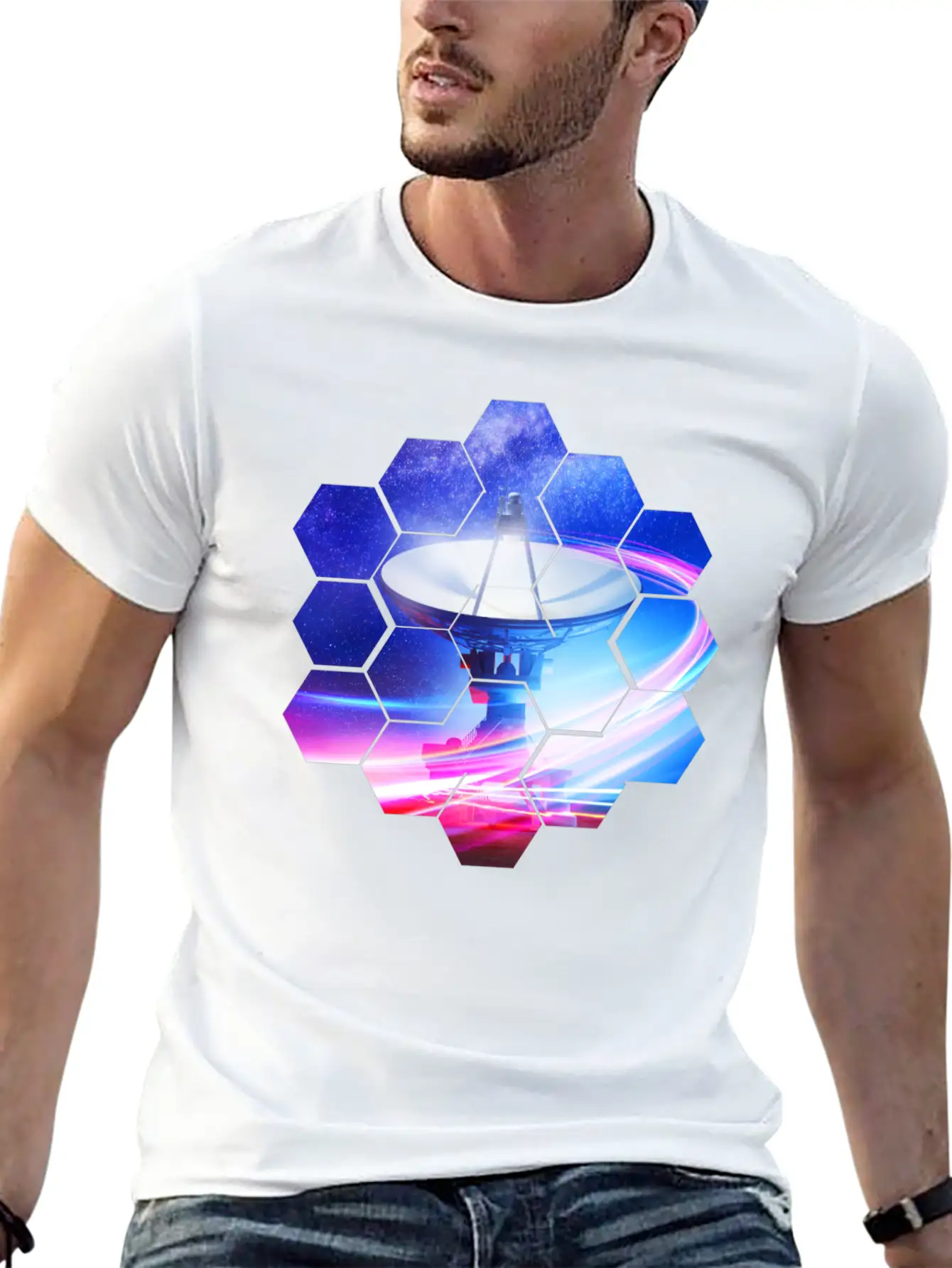 Radio Telescope: Neon Light Stylish Everyday T-Shirt – Unisex Basic Cotton Tee