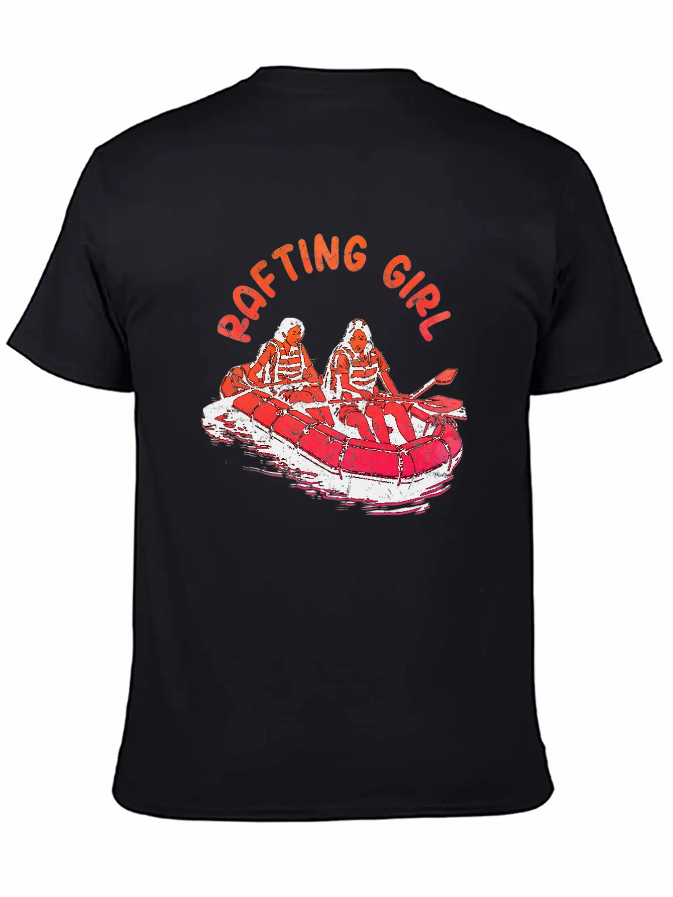 Rafting Girl Paddling Wild River White Water Casual Graphic T-Shirt – Simple And Comfortable Daily Wear