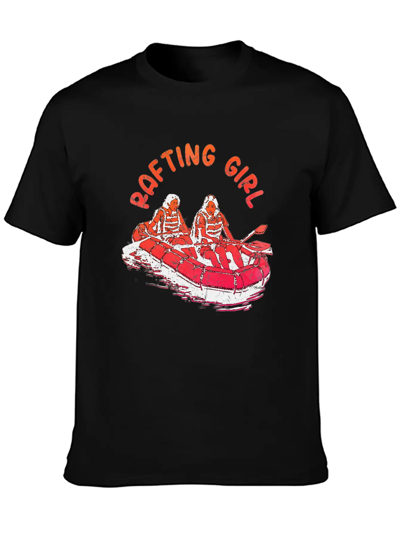 Rafting Girl Paddling Wild River White Water Casual Graphic T-Shirt – Simple And Comfortable Daily Wear