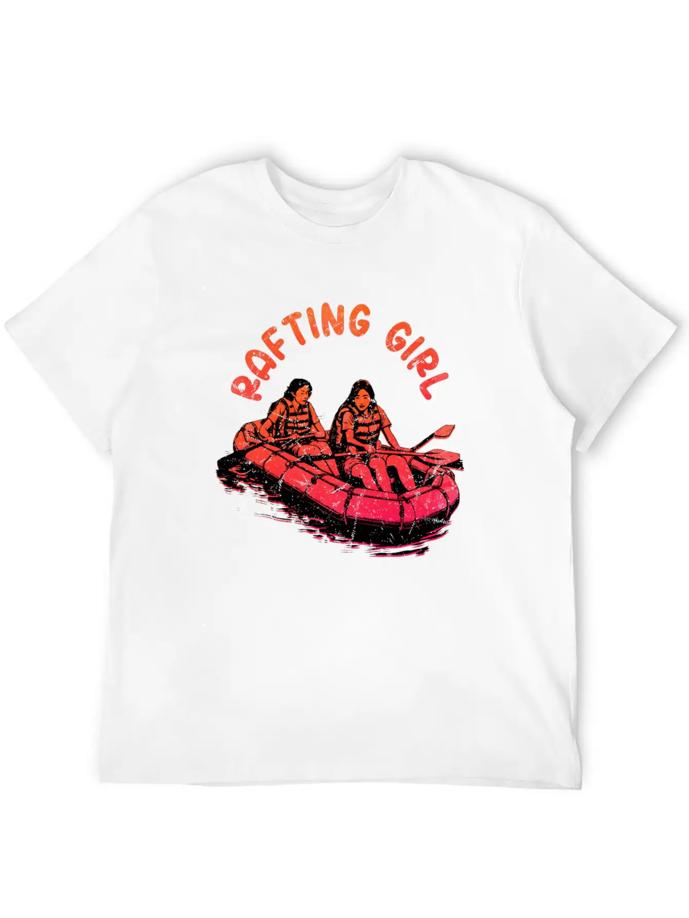 Rafting Girl Paddling Wild River White Water Casual Graphic T-Shirt – Simple And Comfortable Daily Wear